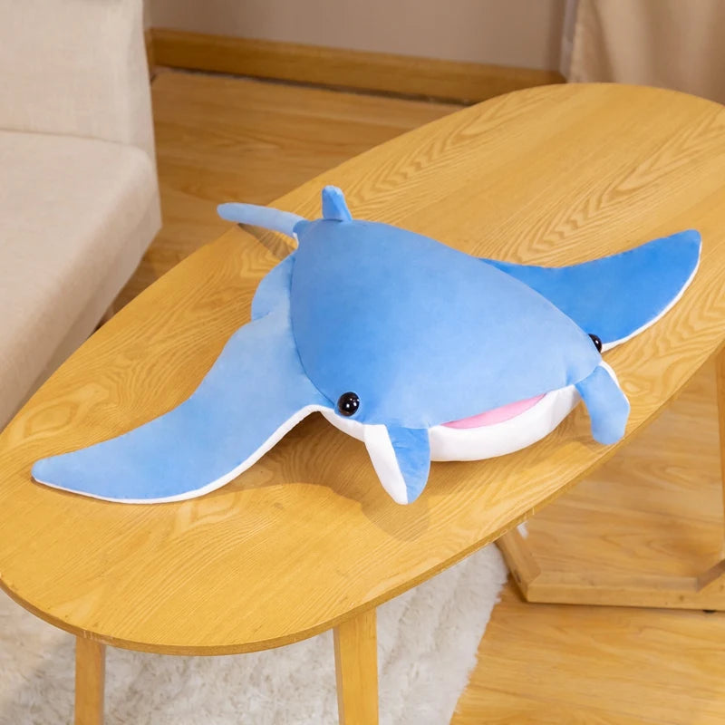 Kawaii Manta Ray Plush Pillow — Soft Marine Life Toy