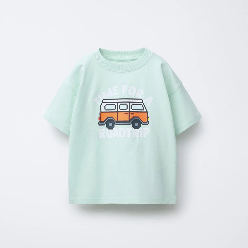 Solid Color Printed T-shirt For Kids Clothing Summer Short-sleeved Tops Fashion Simple Comfort Baby Girl And Boy Tshirts 1-7 Age