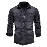 Washed Denim Jacket Casual Trendy Men's Spring Autumn Top Street Style Cotton Long Sleeve Jacket Outerwear for Youth