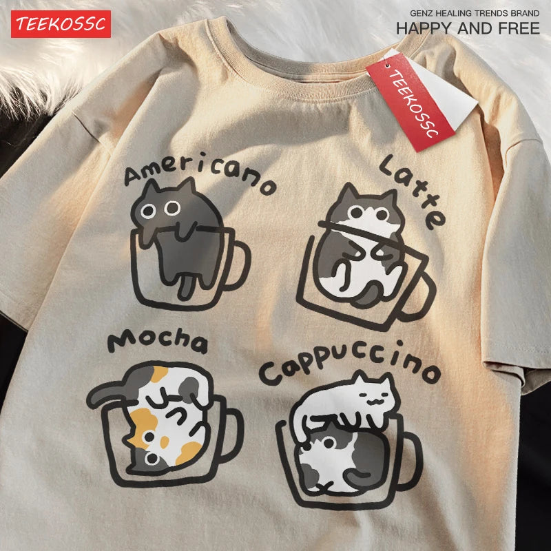 Mocha Latte Cat Graphic Tee