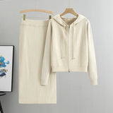 2025 new women's Knitted Cardigan High Waisted Buttocks Wrapped  Skirt 2 Piece Suits Luxury Hot Diamond Fashion Sets