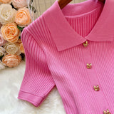 Elegant Collared Knit A-Line Midi Dress