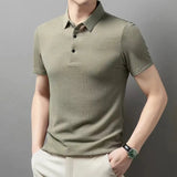 Men's Textured Knit Polo – Breathable Business Casual