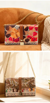 CH Women Crossbody Bag Floral Print Chain Shoulder Bag Fashion Designer Flap Bag Luxury PU Leather Purse For Daily Use