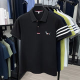 Men's Striped Polo Shirt – Embroidered Elegance