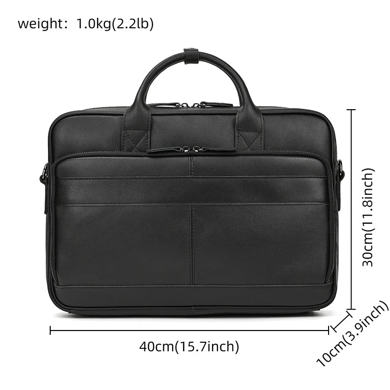 Men Briefcase Genuine Leather Laptop Bag 14 15.6" PC Doctor Lawyer Computer Bag Cowhide Male Briefcase Leather Men Business Bag