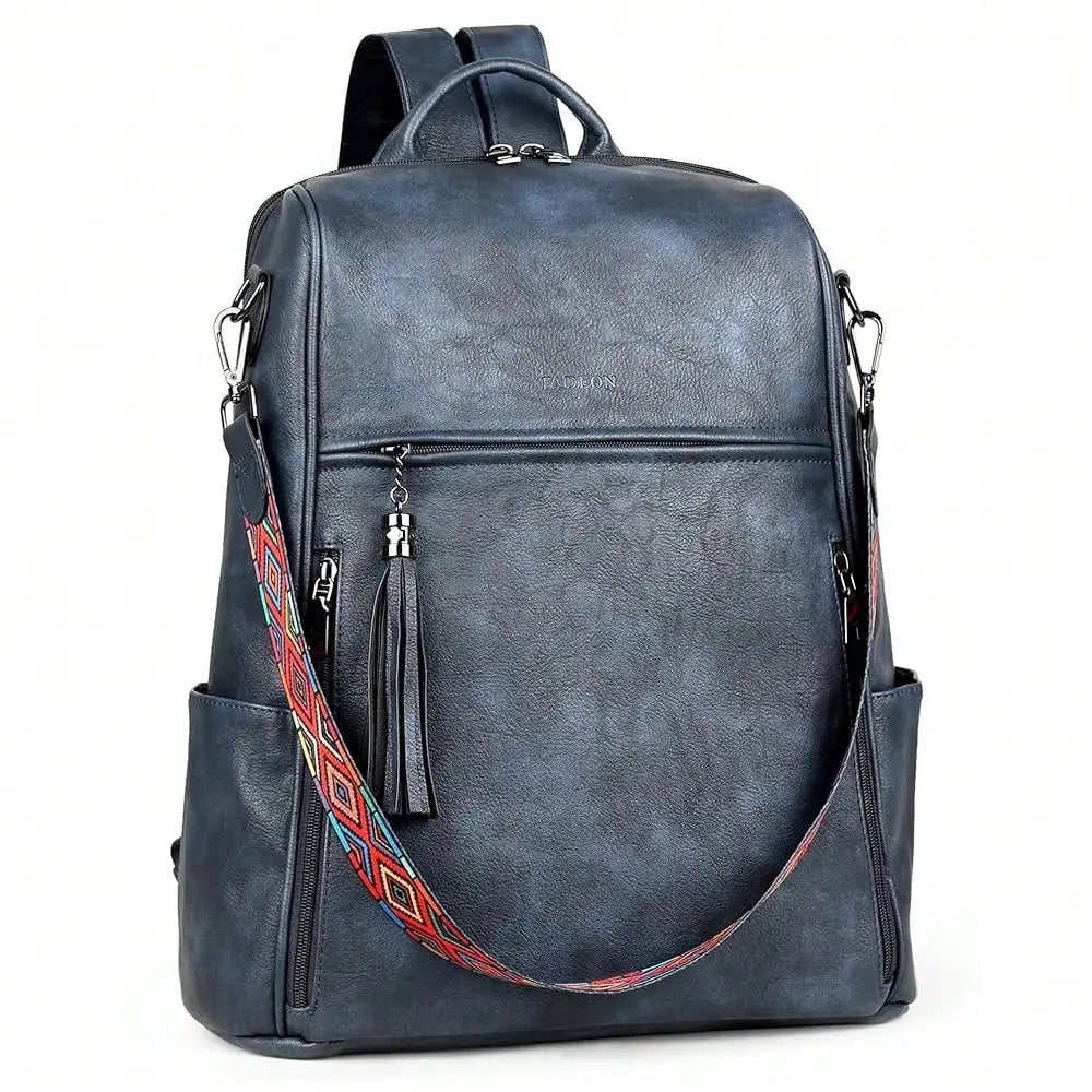 Women's Genuine Leather Laptop Backpack — 15.6" Retro Style