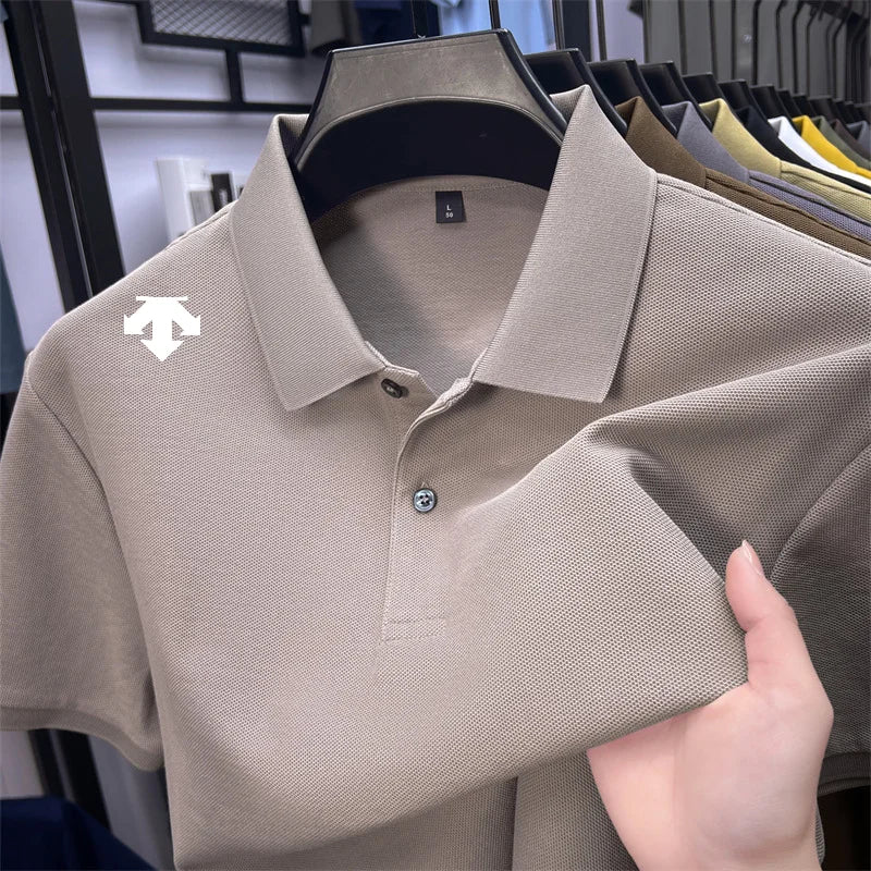 Men's Luxury Cotton Polo | Geometric Print Summer Shirt