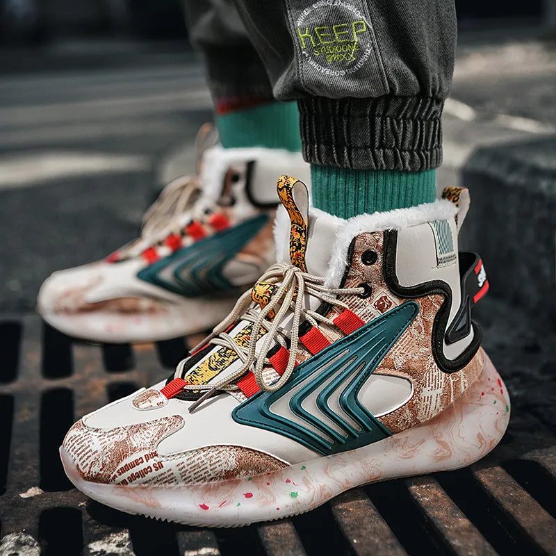 Men’s Winter High-Top Plush Sneakers