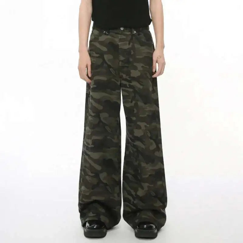 Vintage Camouflage Wide-Leg Men's Jeans