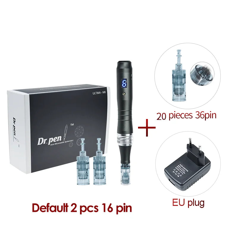 Dr pen Ultima M8 With 22 Cartridge Wireless MTS Derma Microneedle Pen Kit Professionals Use Beauty Machine Needle length 0.25 mm