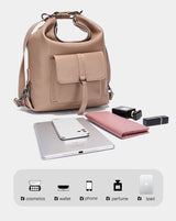 Zency Fashion Women Shoulder Bag 100% Genuine Leather Large Capacity Handbag Multifunction Use Satchel Crossbody Messenger Purse