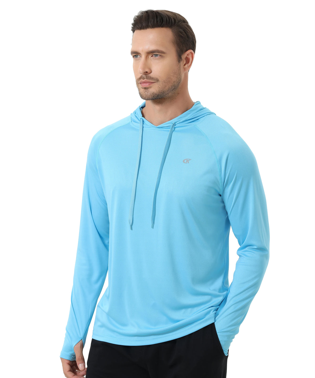 Summer Men's Long Sleeve UPF 50+ Hoodie T-Shirts, Rash Guard Quick Dry T-shirt Outdoor Sport Running Pullover