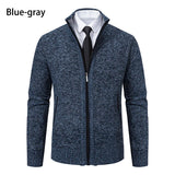 Men’s Fleece-Lined Stand Collar Cardigan