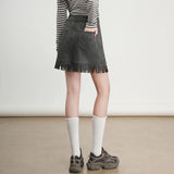 LOUIS YAO Tassels Rivet A-line Half Skirt 2025 Autumn Short Skirts Fashionable and Gentle Casual  Women's Half Skirt