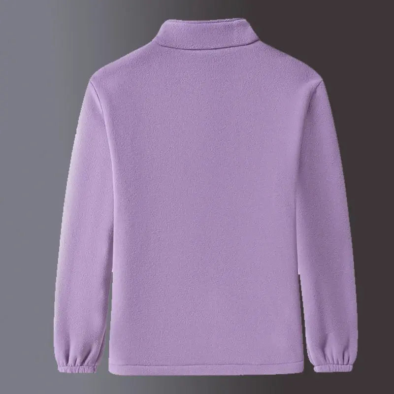 Women's Fleece Zip-Up Jacket with Embroidered Stand Collar