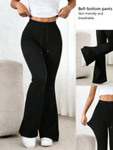 Women's Black High-Waisted Stretch Flare Pants