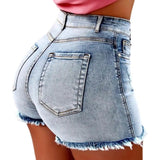 Women's High Waist Distressed Denim Shorts | Retro Slim Fit