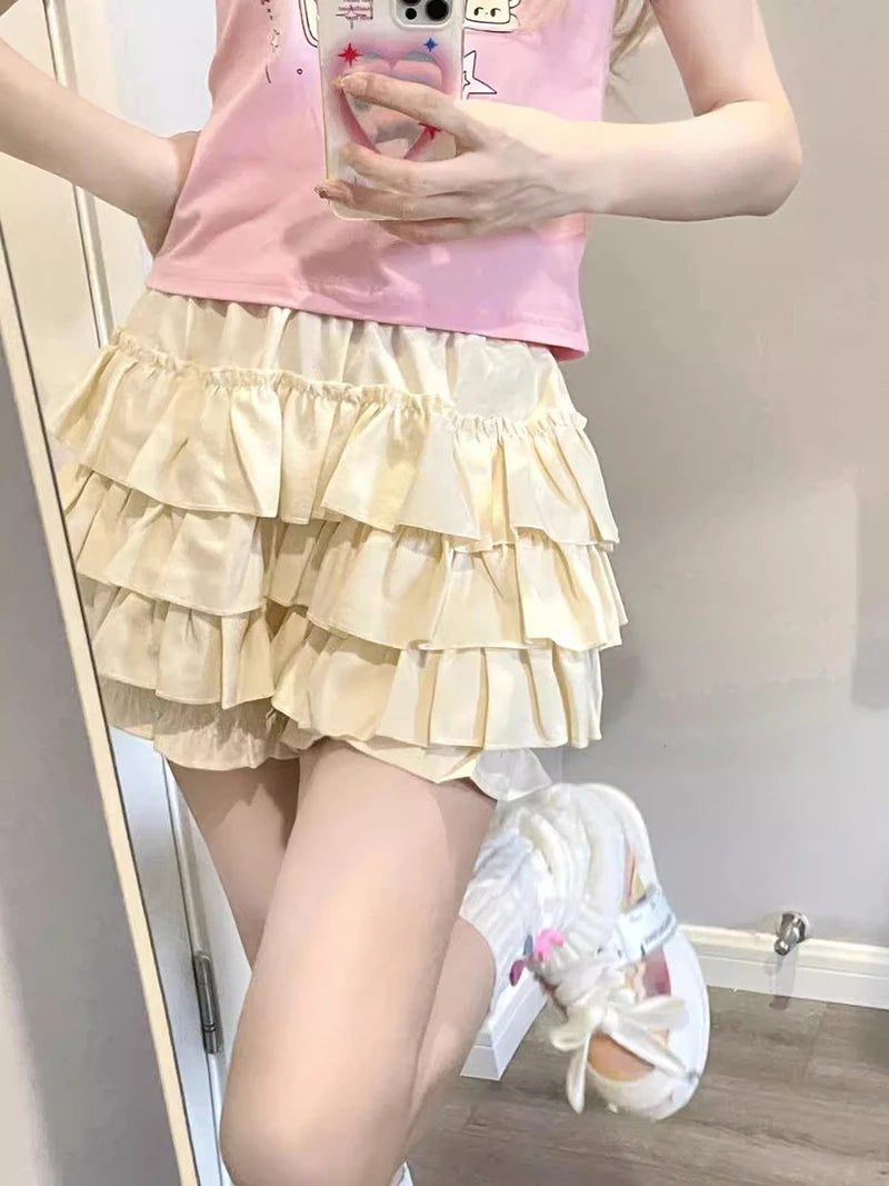 Bow & Ruffle High-Waist A-Line Mini Skirt