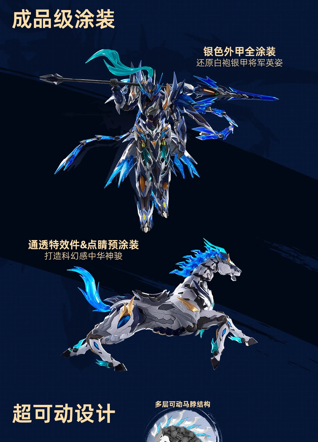 1/100 Motor Nuclear Mnp- Xh05a Zhao Yun With Mount Alloy Skeleton Super Mobile Guochuang Assembled Mech Model Room Decoration