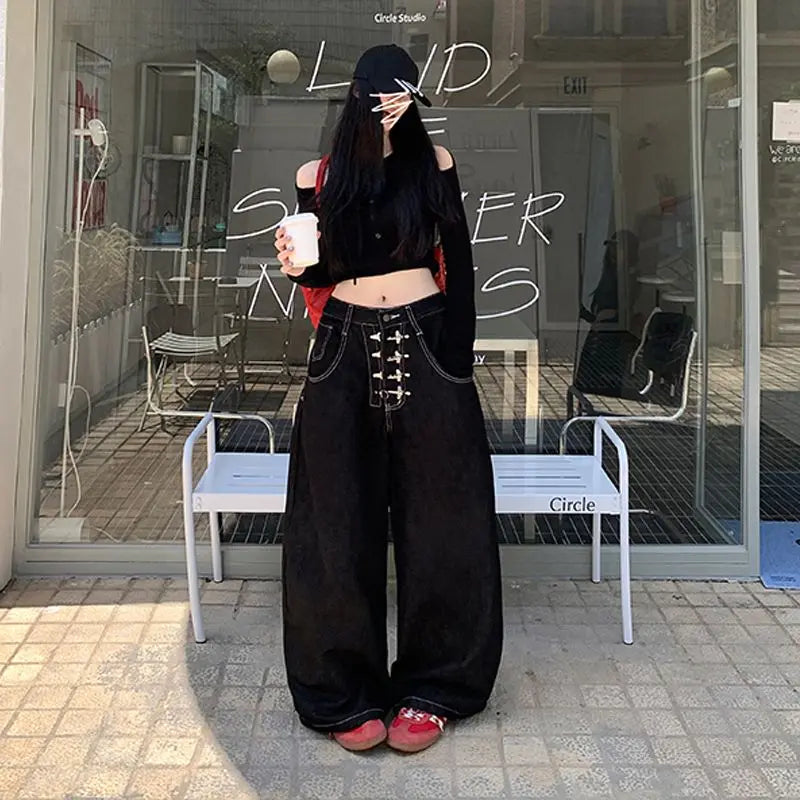 Y2K Wide Leg High Waist Jeans for Women