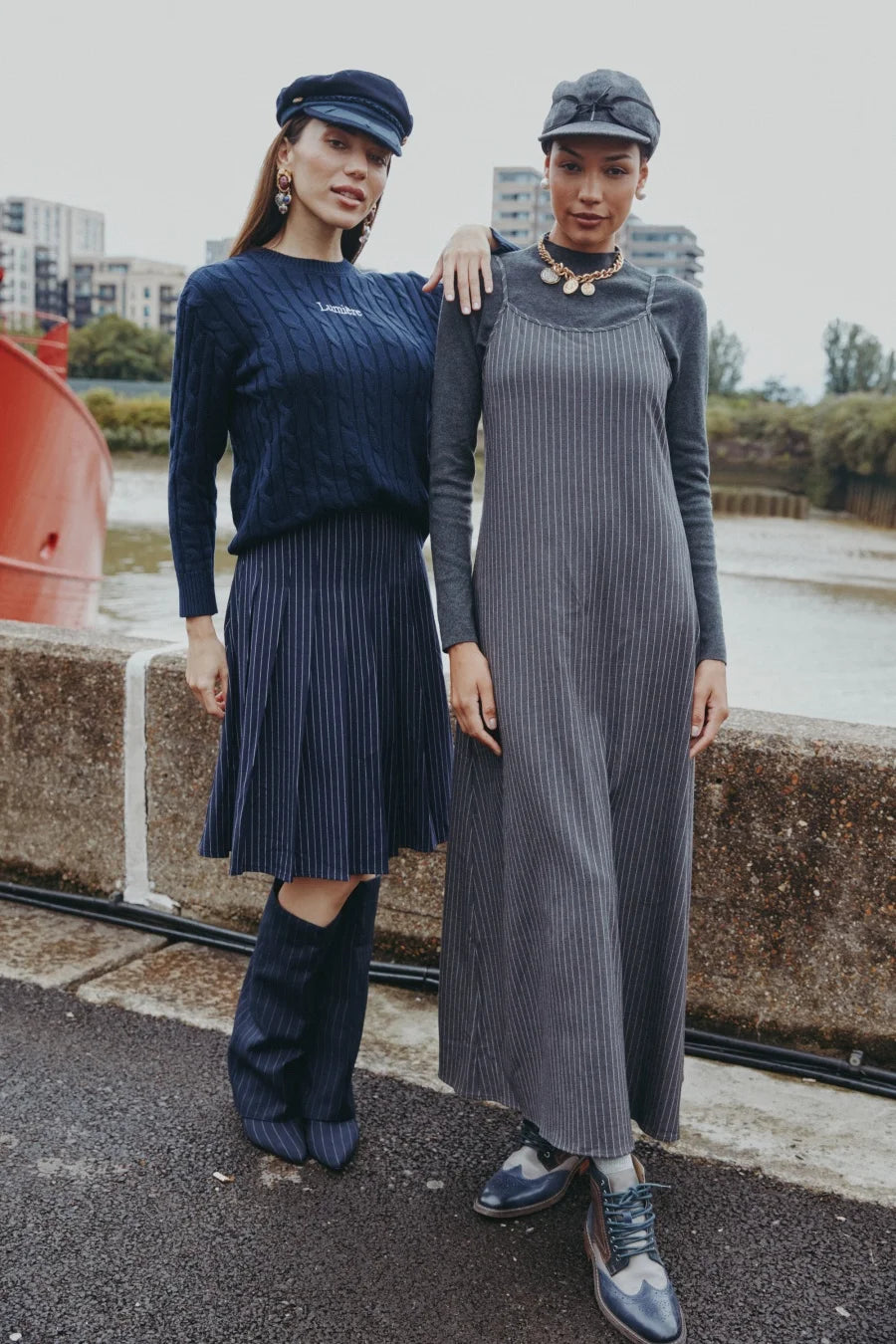 AW25 Pinstripe Collection – Knit & Slip Dress Set