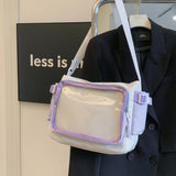Fashion Transparent Ita Bag Large Capacity College Style Shoulder Bag Canvas Jk Handbag Women Tote Bag College Style
