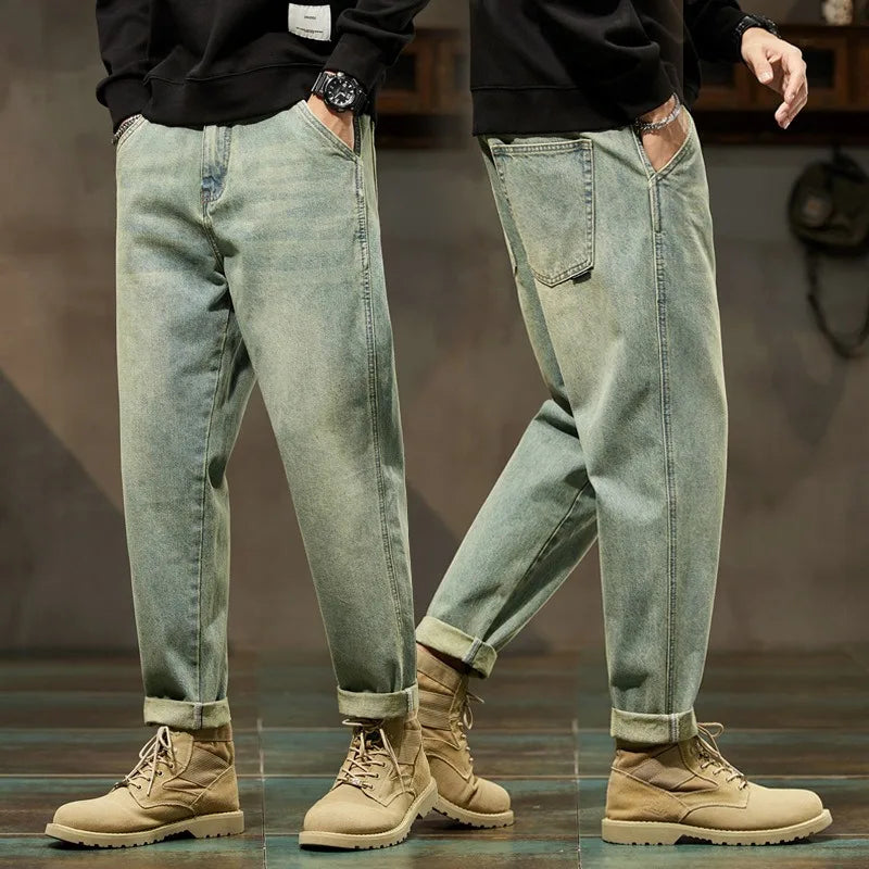 Men's Retro Loose Denim Harem Pants | Harajuku Style