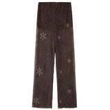 Beaded High-Waist Sequin Trousers