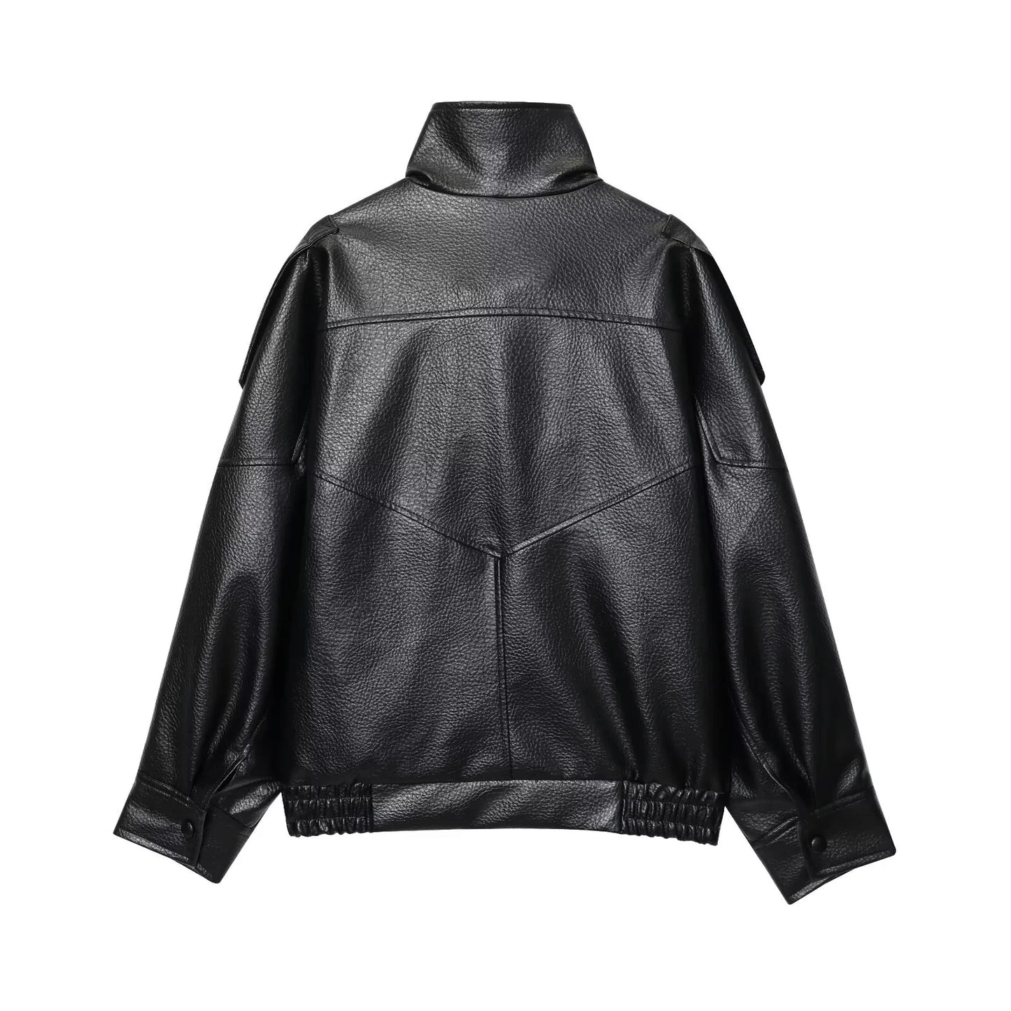 Women Fashion Leather Jacket Autumn Winter Loose Causal PU Faux Leather Jackets Coat Fashion Street Motorcycle Jackets