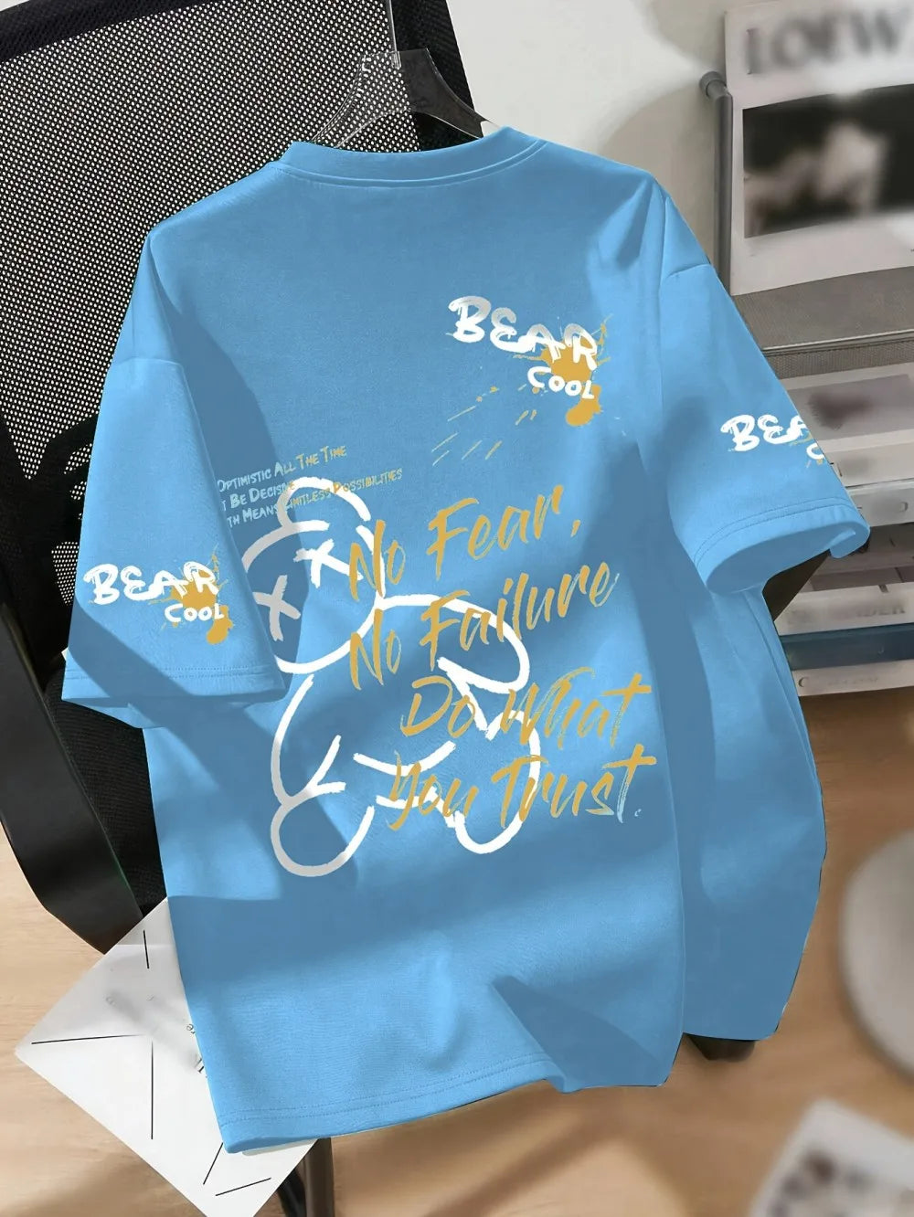 Men's Cartoon Bear Print Breathable T-Shirt