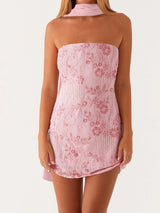Floral Embroidered Sequin Mini Dress