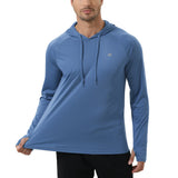 Summer Men's Long Sleeve UPF 50+ Hoodie T-Shirts, Rash Guard Quick Dry T-shirt Outdoor Sport Running Pullover