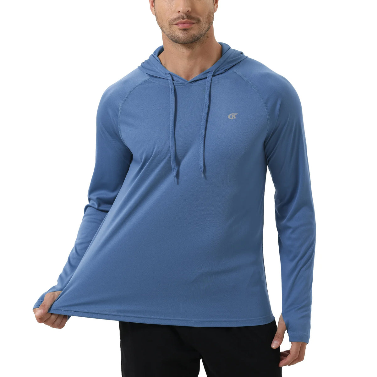Summer Men's Long Sleeve UPF 50+ Hoodie T-Shirts, Rash Guard Quick Dry T-shirt Outdoor Sport Running Pullover