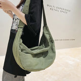 Solid Color Canvas Female Crossbody Bags For Women Large Capacity Shopping Messenger Bag Student Shoulder Bag Unisex School Bag
