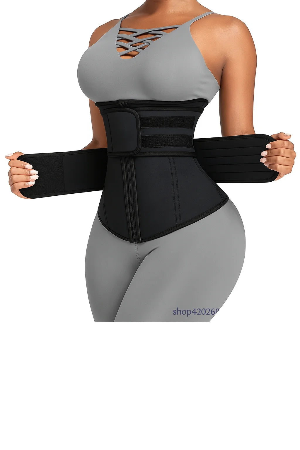 Double Belt Neoprene Waist Trainer – Adjustable Zip-Up Workout Cincher for Women