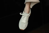 Women's Genuine Leather Retro Lace-Up Flat Sneakers