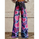 Pop Art Heart Wide-Leg Flare Pants