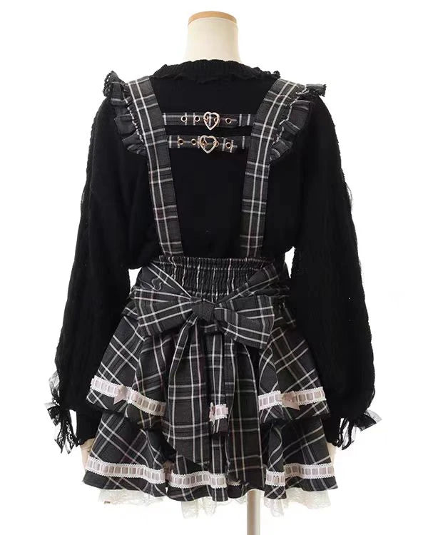 Lolita Plaid Strap Skirt – High Waist Mini for Women