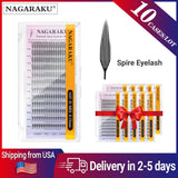 NAGARAKU Ship from America 10 cases Premade Spire Eyelash Plume Fluttering Eyelash Extensions Anime Effect Soft Comic