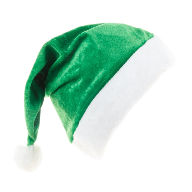 Velvet Santa Hat for Adults & Kids – Green
