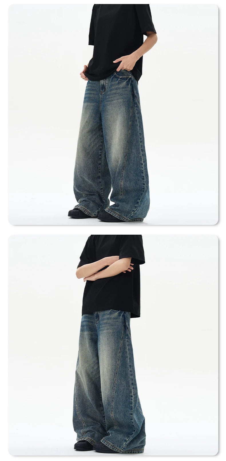 Men's Vintage Wide-Leg Denim Jeans | Relaxed Streetwear Fit