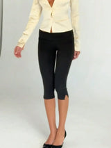 Women's Y2K Low-Rise Capri Leggings | Fold-Over Waistband