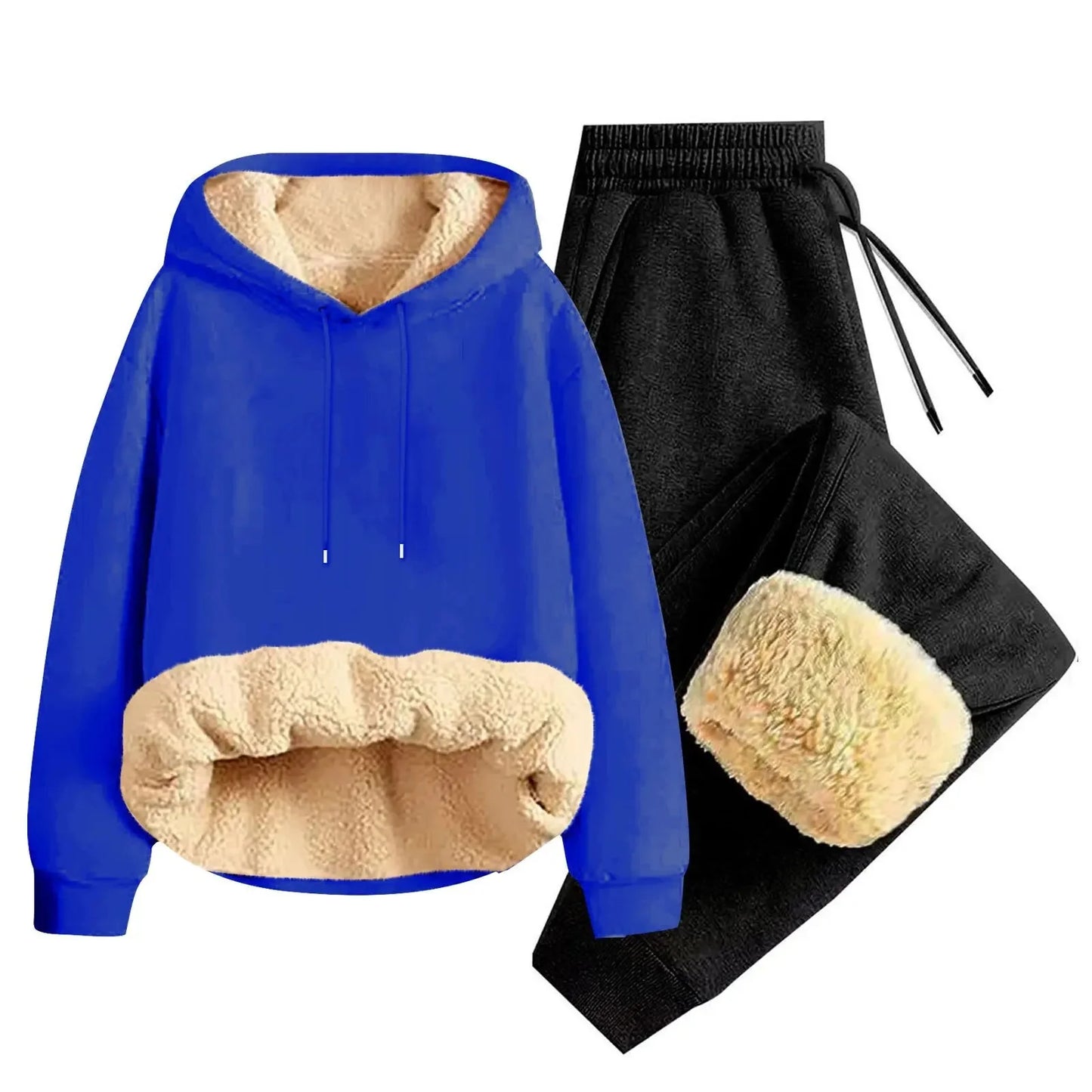 Men’s Thickened Lamb Velvet Hoodie Set