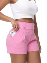 Women's High-Waisted Quick-Dry Running Shorts with Phone Pockets