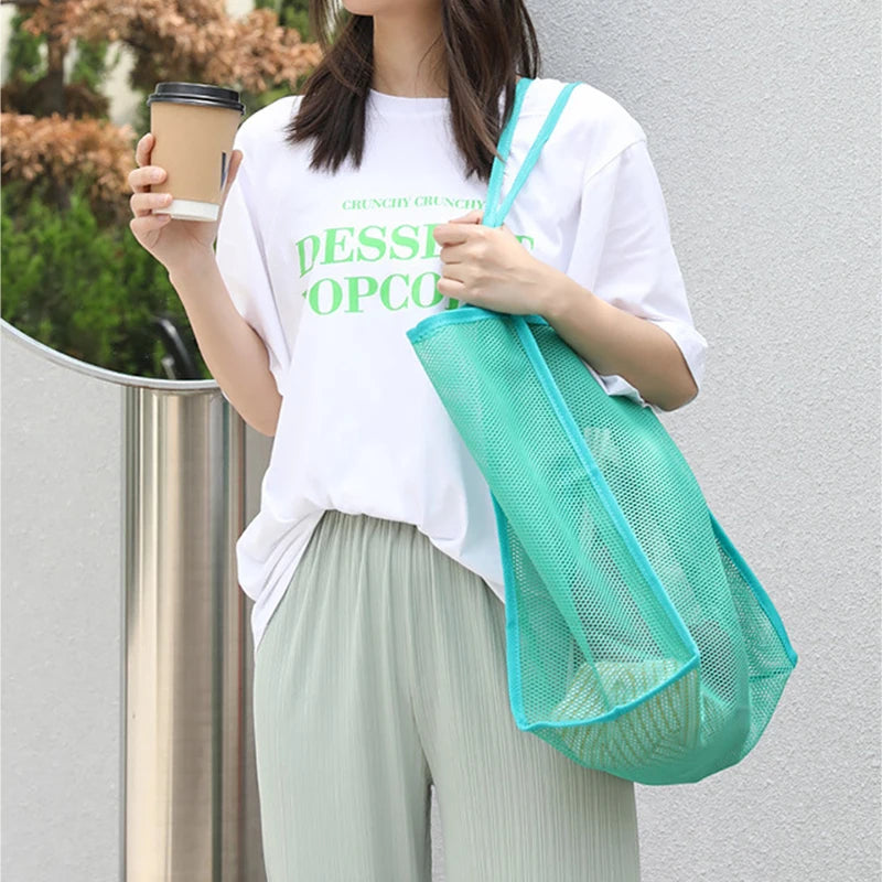 Women's Mesh Tote Bag for Beach & Shopping