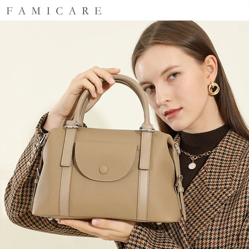 2025 New Women Bag Female Luxury Fashion Shoulder Bags Lady Soft 100% Cowhide Genuine Leather Niche Design Tote Bucket Handbag