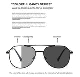 DDDLONG Retro Punk Fashion Pilot Photochromic Sunglasses Women Men Metal Eyeglasses Classic Vintage UV400 Outdoor Shades D679