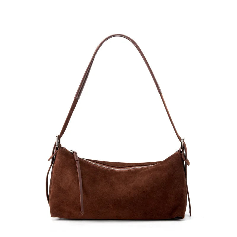 Women's Handbag New Suede Top Grain Leather Crossbody Bag Korean Style Wide Strap Shoulder Handheld Women Light Luxury Versatile