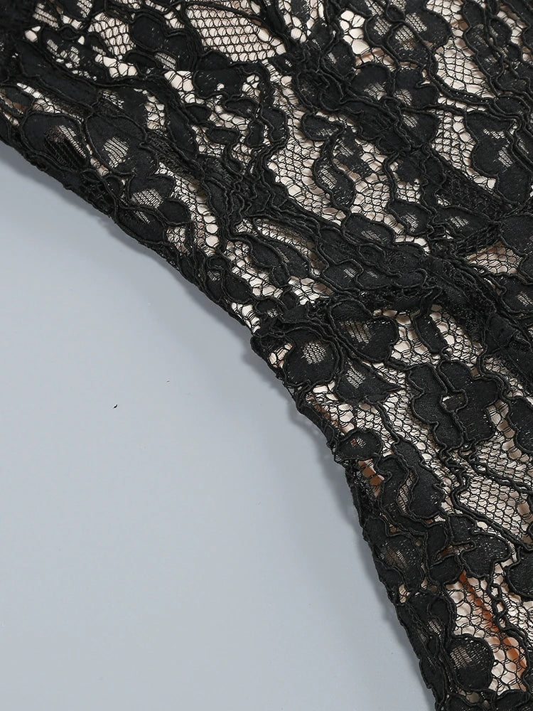Elegant V-Neck Lace Maxi Dress
